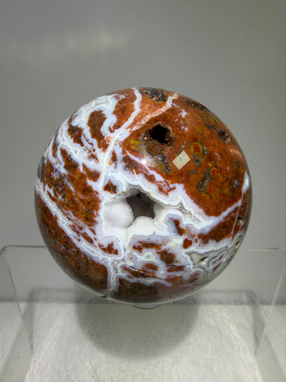 Ocean Jasper Sphere. 61mm. Beautiful Sugar Druzy Sphere. High Quality With Gorgeous Rare Colors