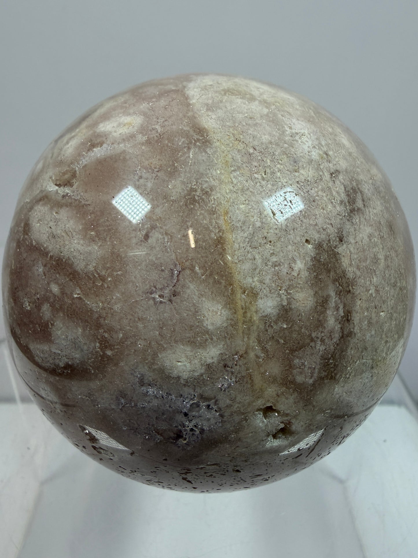 Pink Amethyst Crystal Sphere. 75mm. Gorgeous Druzy Amethyst And Flower Agate Sphere. Amazing Display Crystal.