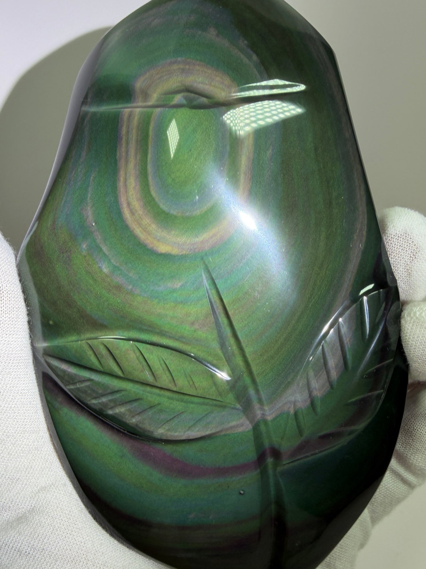 Rainbow Obsidian Freeform. High Quality Carved Flower. Gorgeous One Of A Kind Display Crystal