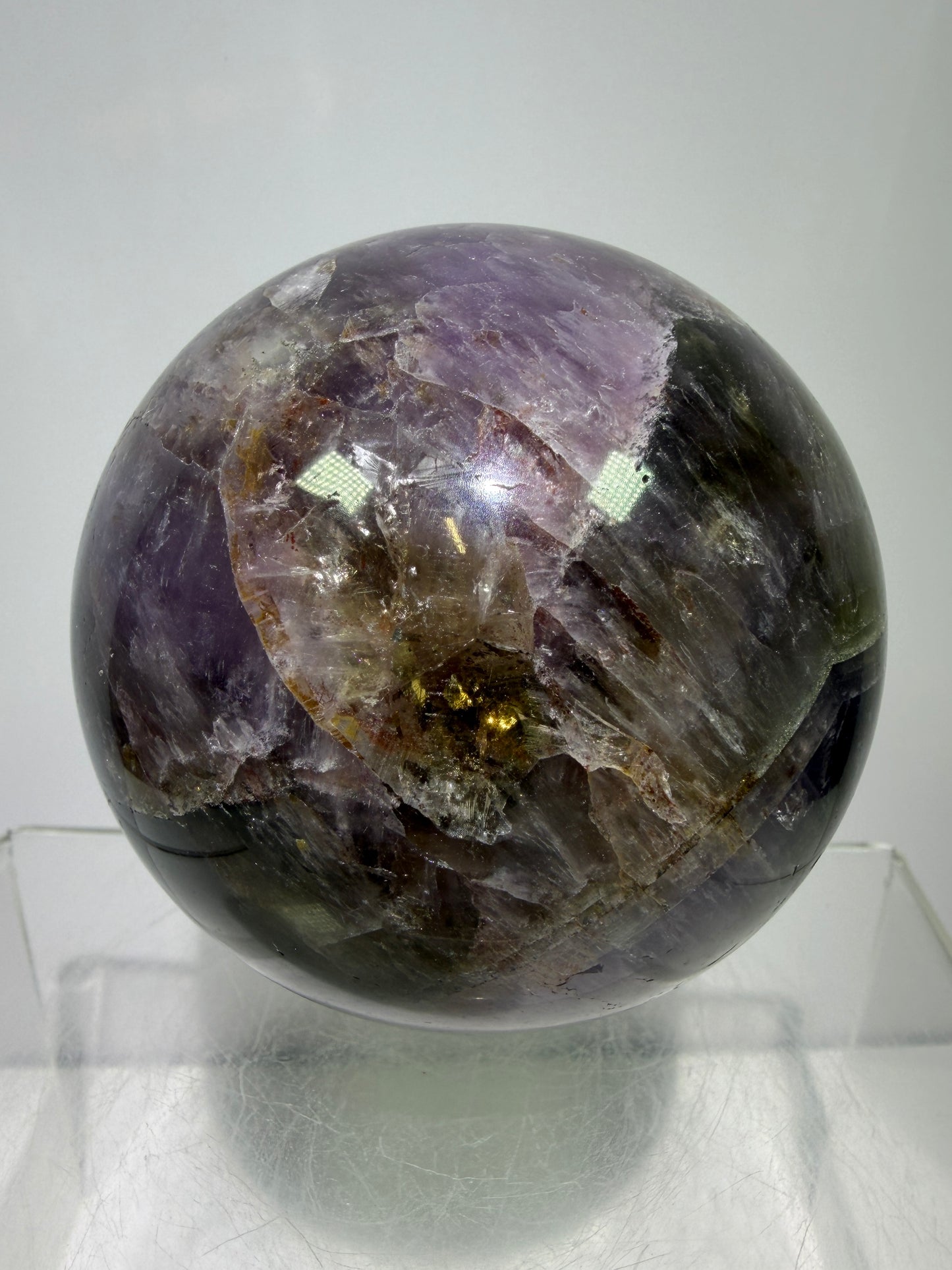 Super Seven Crystal Sphere: 72mm. Rare Melody Stone From Brazil. High Quality Crystal Display Sphere
