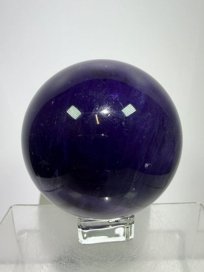 Purple Fluorite Sphere. 71mm. Stunning Purple Fluorite With Rainbows. Amazing Rare Color Display Sphere.