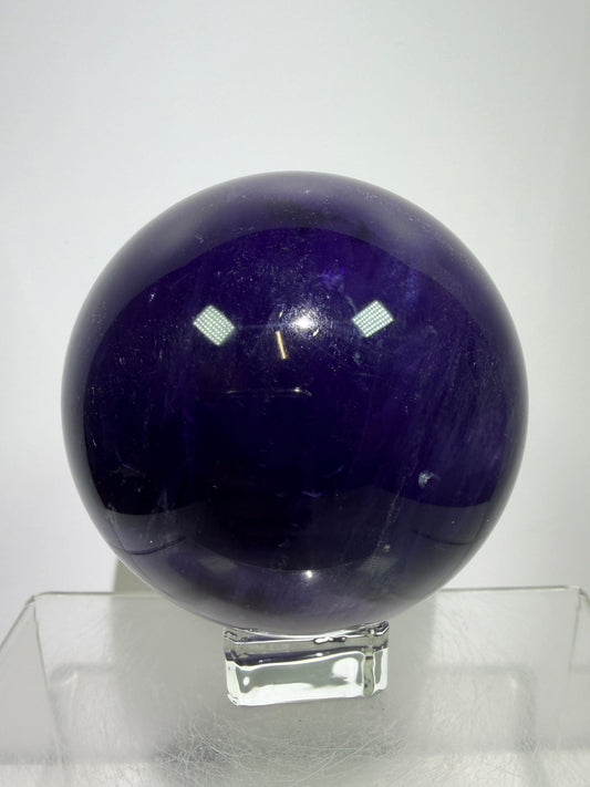 Purple Fluorite Sphere. 71mm. Stunning Purple Fluorite With Rainbows. Amazing Rare Color Display Sphere.
