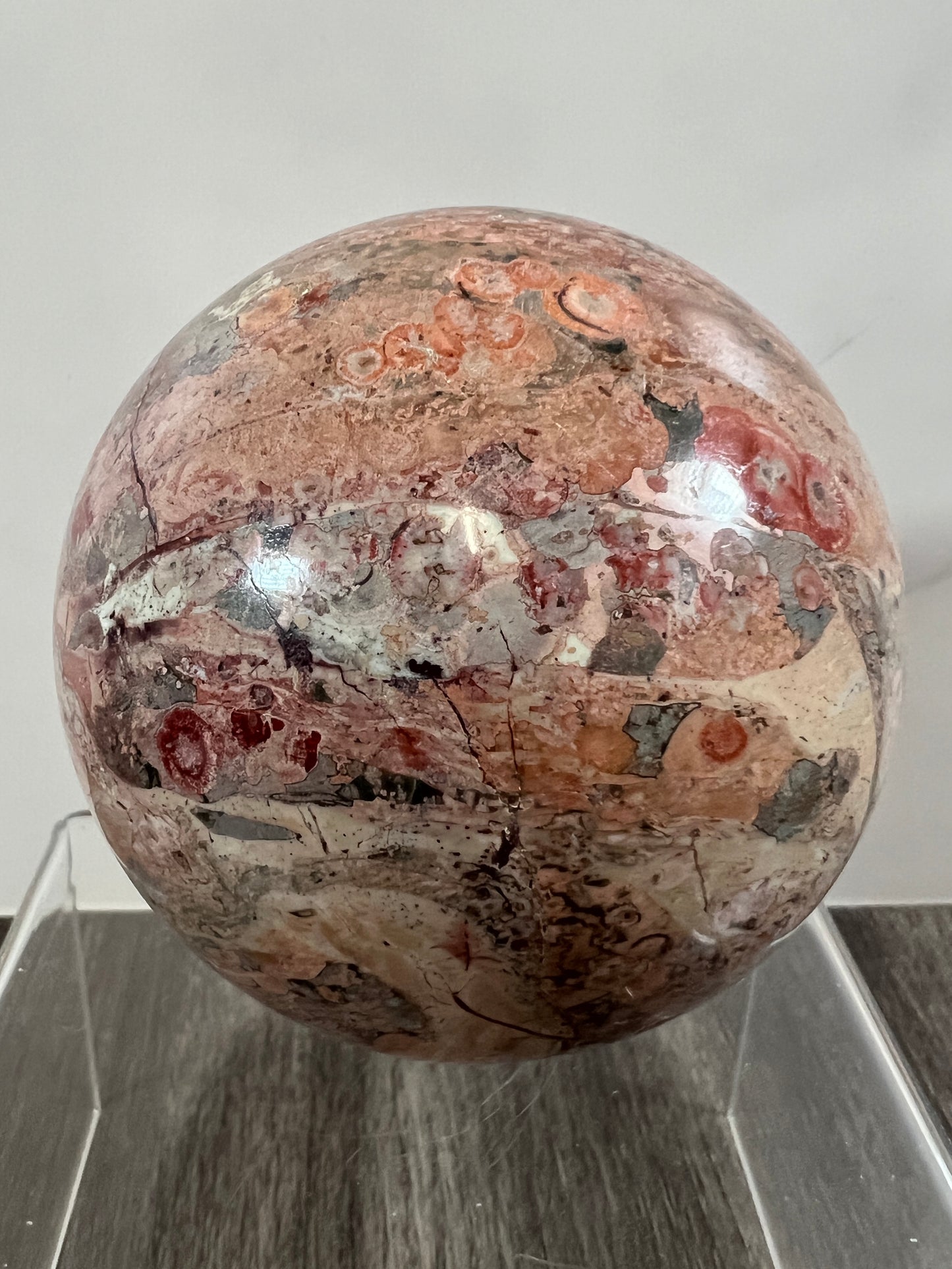 Fire Calcite Crystal Sphere. 76mm. Amazing New Material. Beautiful Large Display Sphere With Nice UV Reaction.