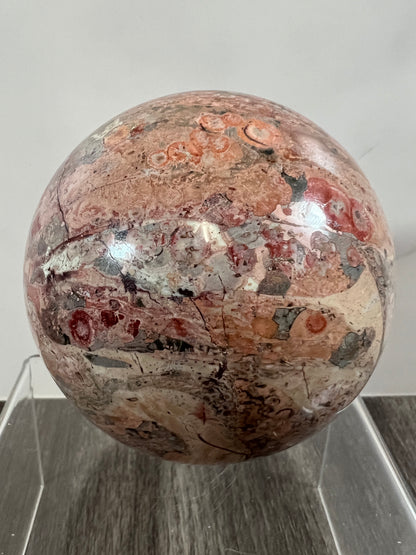 Fire Calcite Crystal Sphere. 76mm. Amazing New Material. Beautiful Large Display Sphere With Nice UV Reaction.