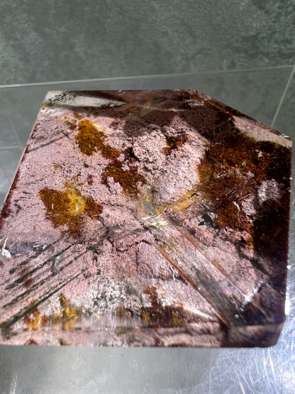 Garden Quartz Polished Freeform. Rare Purple Scenic Quartz. Gorgeous Lodolite With A Beautiful Landscape.