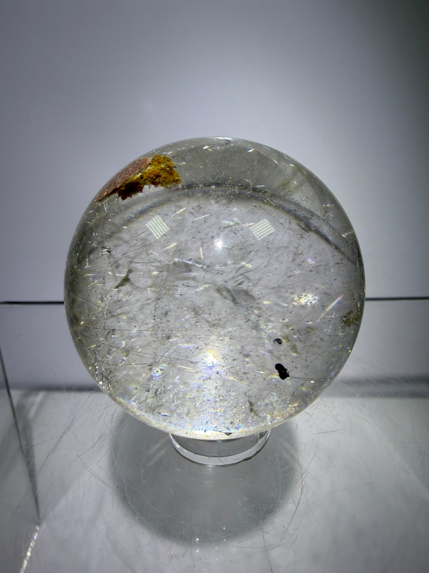 Rutile Quartz Sphere. Stunning Display Sphere. Gorgeous Garden Quartz And Golden Rutile Inclusions.