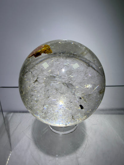 Rutile Quartz Sphere. Stunning Display Sphere. Gorgeous Garden Quartz And Golden Rutile Inclusions.