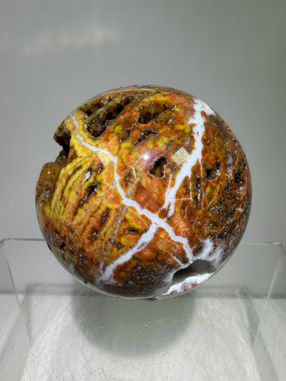 Ocean Jasper Sphere. 61mm. Beautiful Sugar Druzy Sphere. High Quality With Gorgeous Rare Colors