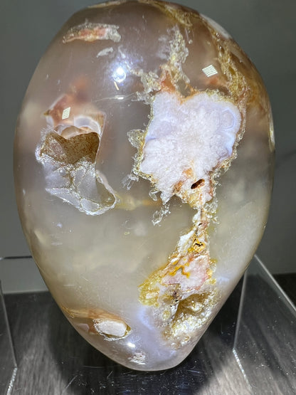 Flower Agate Freeform. Stunning Botryoidal Druzy. Very Unique Display Crystal.