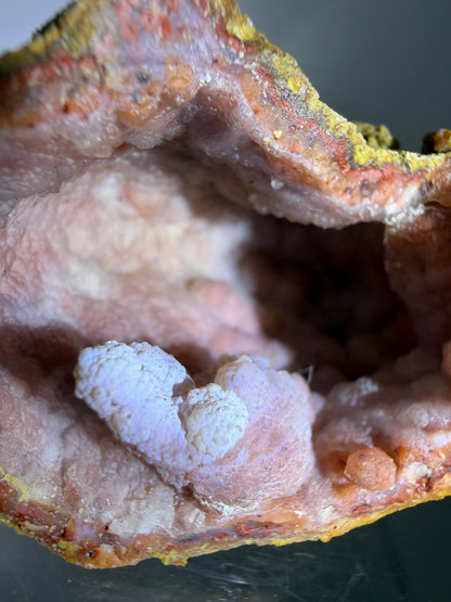 Pink Chalcedony Geode. High Quality Sugar Druzy Specimen From Morocco. Stunning Display Crystal