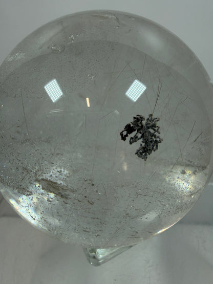 Rutile Quartz Sphere. 68mm. Rare Rutilated Quartz With Lodolite And Pyrite Inclusions. Amazing Display Sphere.