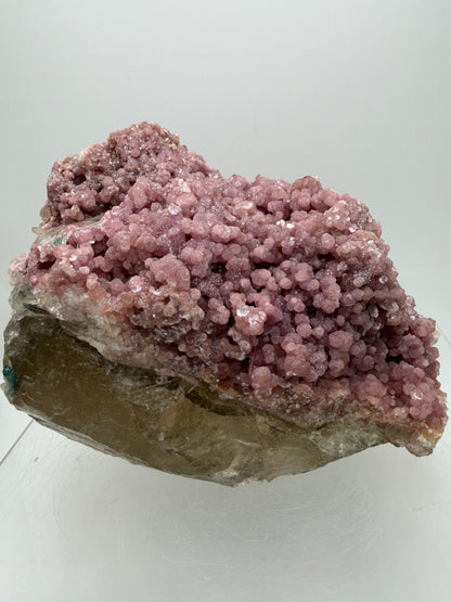 Pink Botryoidal Lepidolite And Tourmaline On A Citrine Matrix. Very Rare High Quality Specimen From Brazil. Gorgeous Large Pink Grape Agate