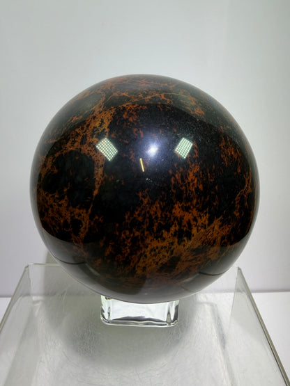 Mahogany Obsidian Sphere. 90mm. XL High Quality Crystal. Rare And Stunning Display Sphere