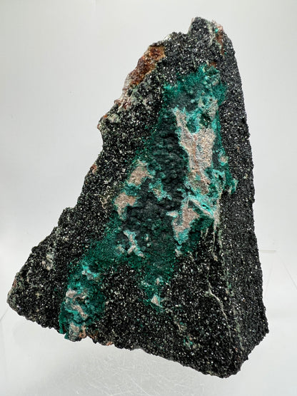 Libethenite Crystal Specimen. Extremely Rare Mixed Mineral Specimen With Malachite And Chrysocolla. Stunning Large Display Crystal.
