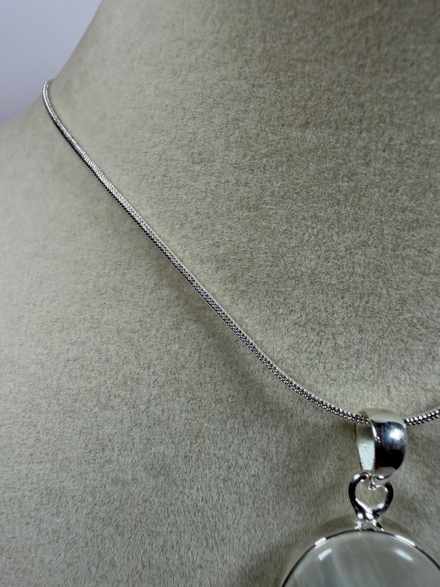 Rainbow Moonstone Crystal Pendant. Beautiful S925 Silver Crystal Jewelry. Amazing Colors With Great Flash!