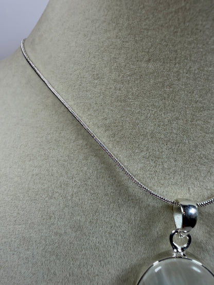 Rainbow Moonstone Crystal Pendant. Beautiful S925 Silver Crystal Jewelry. Amazing Colors With Great Flash!