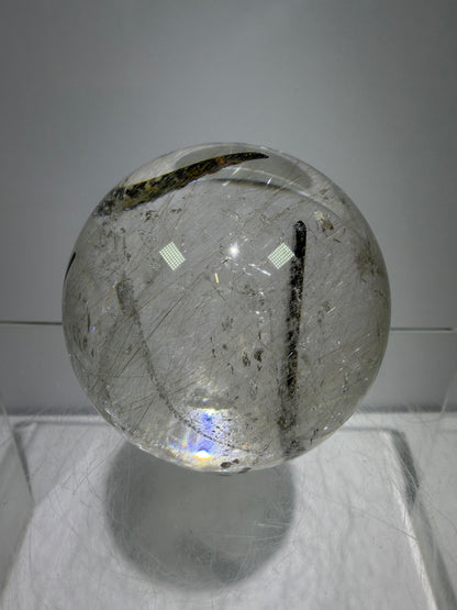 Rutile Quartz Sphere. 49mm. High Quality Rutile And Tourmaline Quartz. Very Rare Combination Of Inclusions.