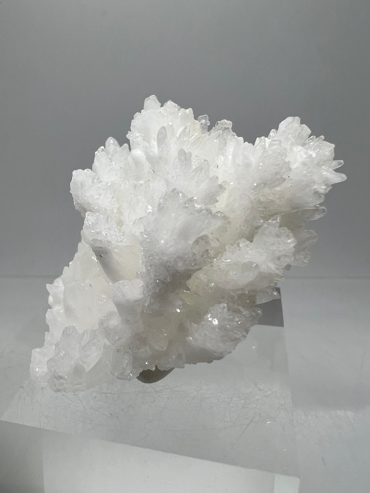 White Aragonite Crystal Specimen. Amazing Cave Calcite From Mexico.