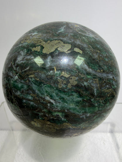 Atacamite And Pyrite Sphere. 64mm. High Quality Rare Sphere. Gorgeous Color Combination.