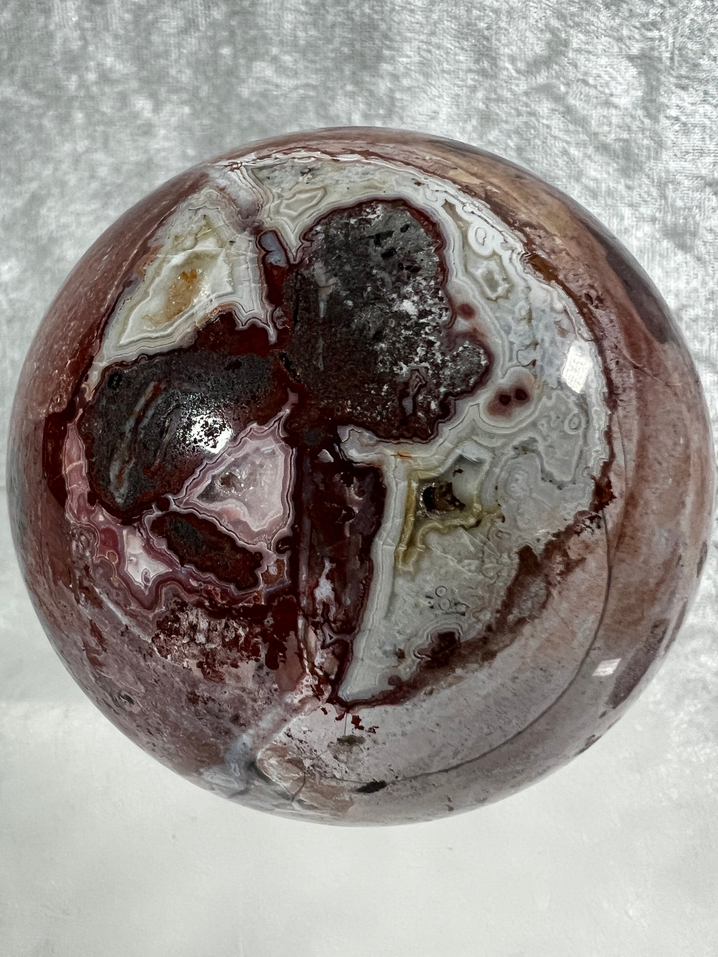 Mexican Crazy Lace Agate Sphere. 70mm. Very Rare Shades Of Pink And Gorgeous Patterns.