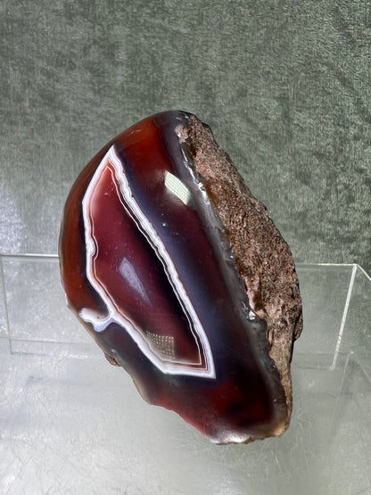 Red Sashe River Agate Freeform. Gorgeous Semi Polished Freeform From Zimbabwe. High Quality Rare Display Crystal