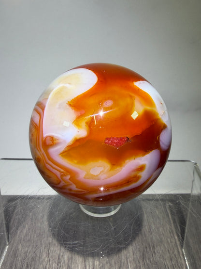 Carnelian Agate Sphere. Beautiful Colors And Patterns