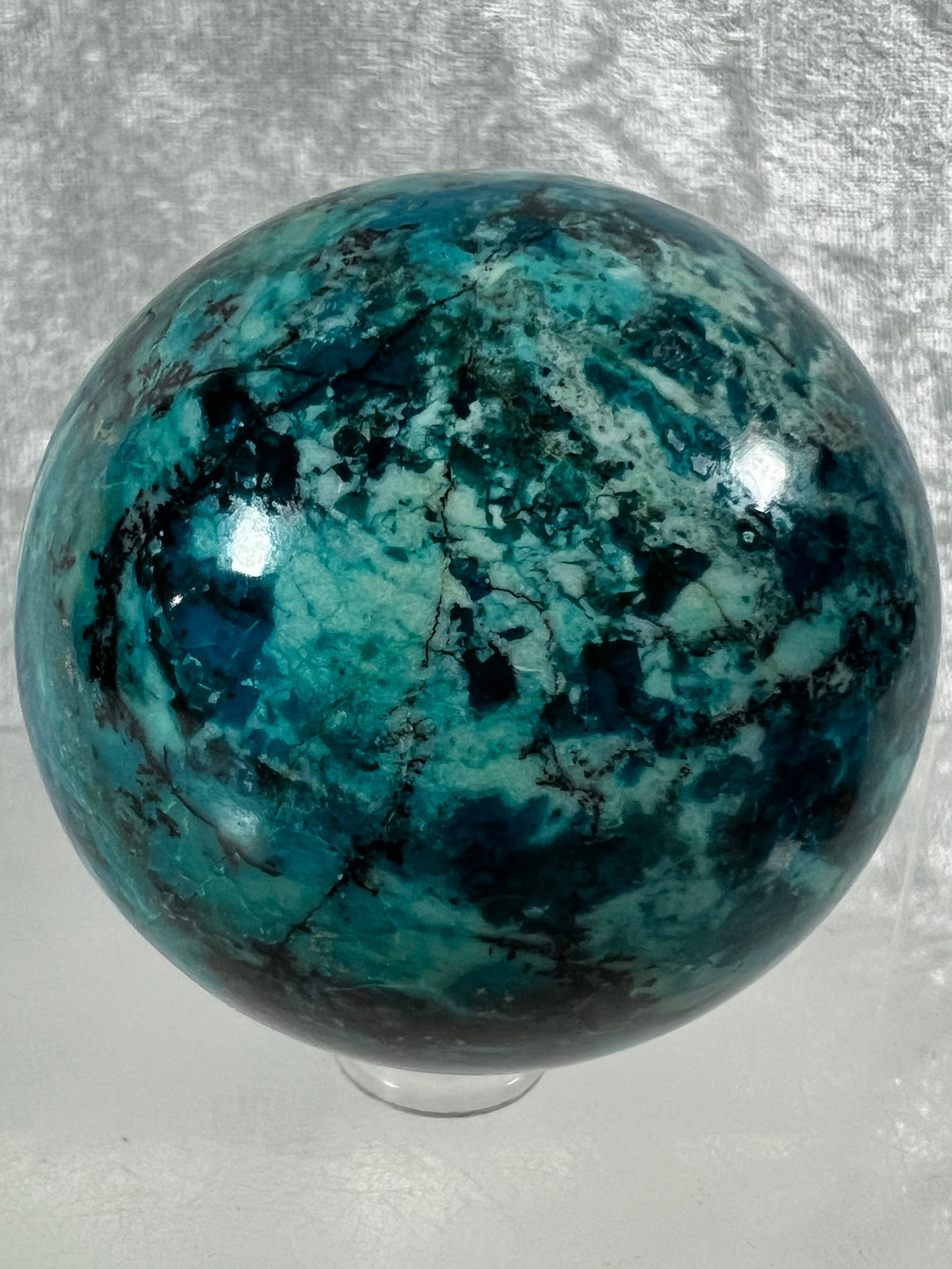 Chrysocolla Sphere From Peru. Stunning Vibrant Colors. Gorgeous High Quality Collectors Sphere