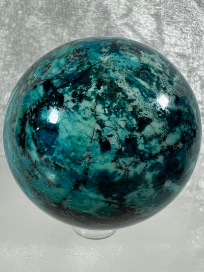 Chrysocolla Sphere From Peru. Stunning Vibrant Colors. Gorgeous High Quality Collectors Sphere