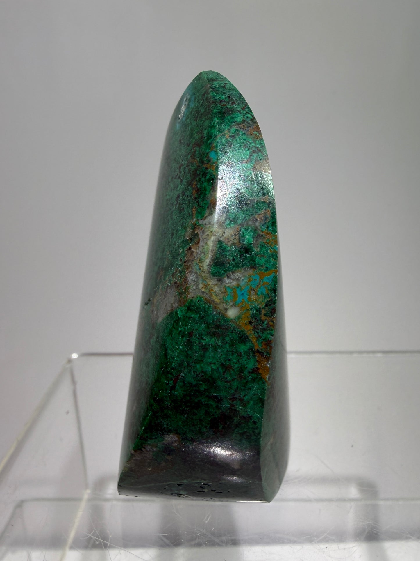 Chrysocolla And Malachite Flame From Peru. Stunning Display Crystal. High Quality Flame With Gorgeous Colors.