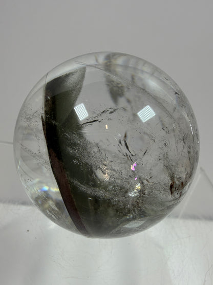Garden Quartz Lodolite Sphere. 48mm. High Quality Landscape Quartz With Rainbows. Scenic Quartz With Excellent Clarity