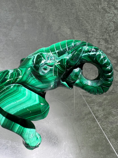 Malachite Elephant Carving From Africa. Amazing Piece Of Art For Your Collection