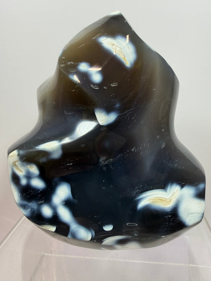 Orca Agate Freeform Flame. Very Rare And Stunning Blue Agate From Madagascar. Amazing Colors And Patterns.