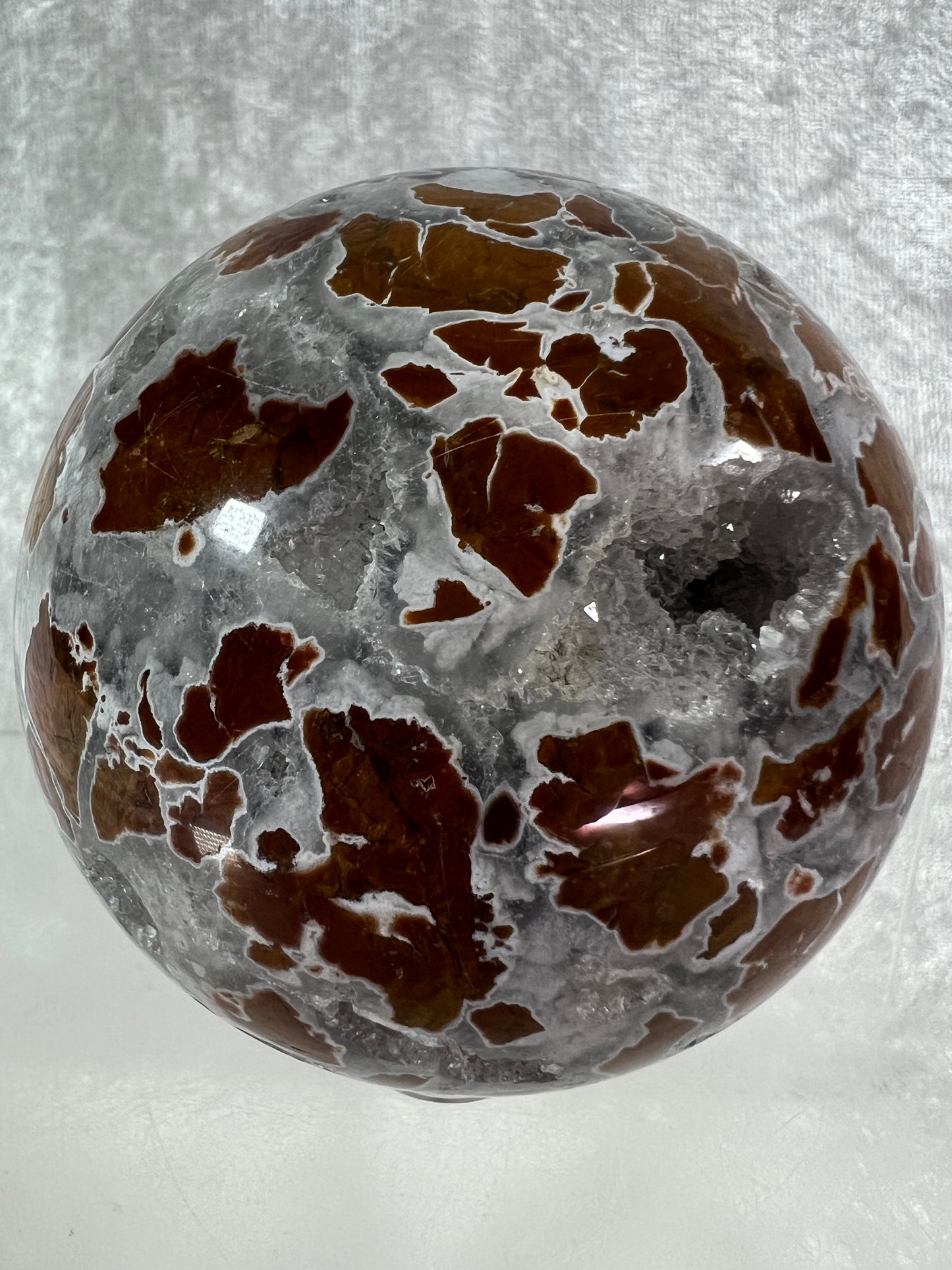 Indonesian East Java Plume Agate Sphere. 65mm. Amazing Druzy, Colors, And Patterns. Gorgeous Rare Crystal.