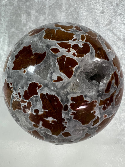 Indonesian East Java Plume Agate Sphere. 65mm. Amazing Druzy, Colors, And Patterns. Gorgeous Rare Crystal.