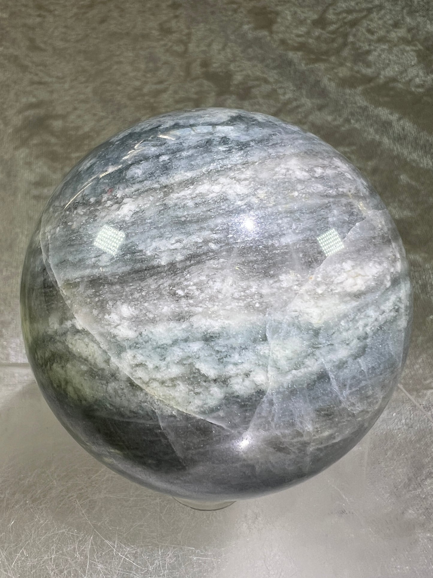 Calcite Blue Cloud Crystal Sphere. 72mm. Gorgeous Colors With Amazing Patterns.