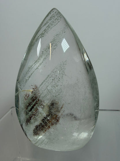 Garden Quartz Crystal Flame. Amazing Landscape And Green Phantoms. Rare Lodolite Quartz Flame