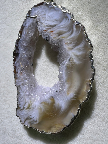 Druzy Agate Slice Pendant. Amazing Colors With Stunning Druzy. Gorgeous Crystal Pendant.