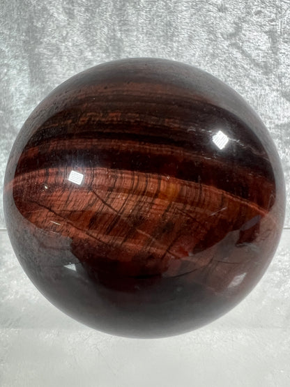 Red Tigers Eye Sphere. 70mm. Stunning Red And Gold Flash! Gorgeous Display Sphere!