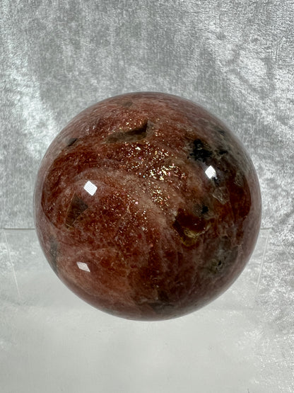 Sunstone Crystal Sphere. 76mm. Gorgeous Confetti Sunstone Sphere. High Quality Display Crystal