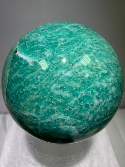 Amazonite Crystal Sphere. 60mm. Amazing Colors And Patterns. Gorgeous Flashy Display Sphere.