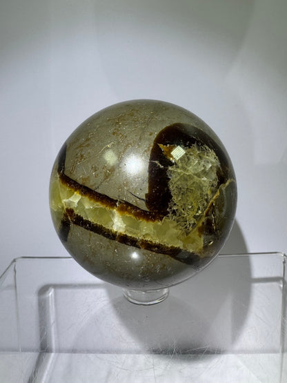 Septarian Crystal Sphere. 63mm. Amazing Dragons Egg Display Crystal. Incredible Mineral From Madagascar.