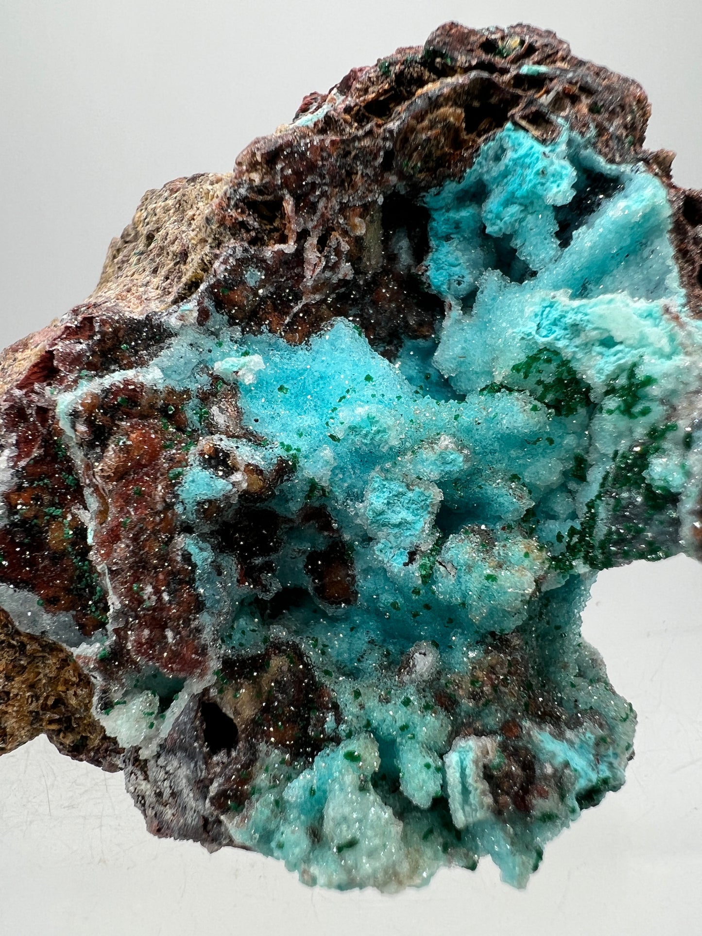 Chrysocolla And Malachite Specimen. Druzy Chrysocolla From Likasi, Congo. Gorgeous Display Crystal.