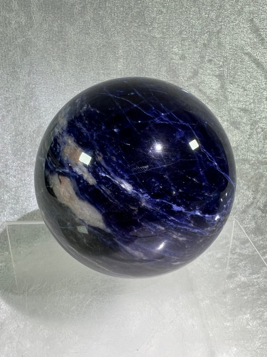 Sodalite Crystal Sphere. 84mm. Stunning Deep Dark Blue Sodalite From Namibia. Gorgeous High Quality Display Crystal.