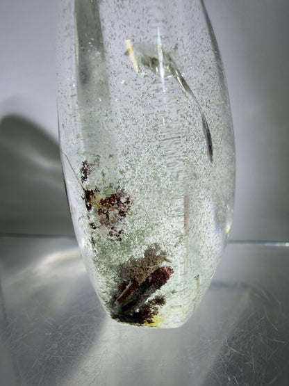 Garden Quartz Crystal Flame. Amazing Landscape And Green Phantoms. Rare Lodolite Quartz Flame