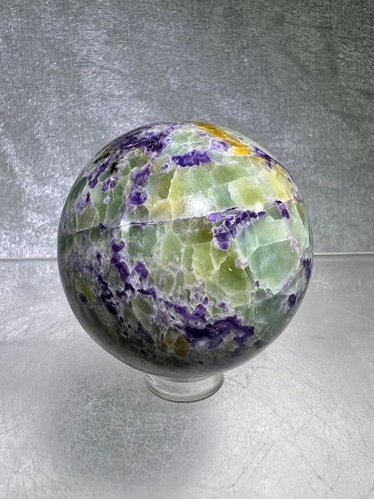 Bolivianite Crystal Sphere. 48mm. Beautiful Combination Of Fluorite And Serpentine. Amazing Rare New Material.