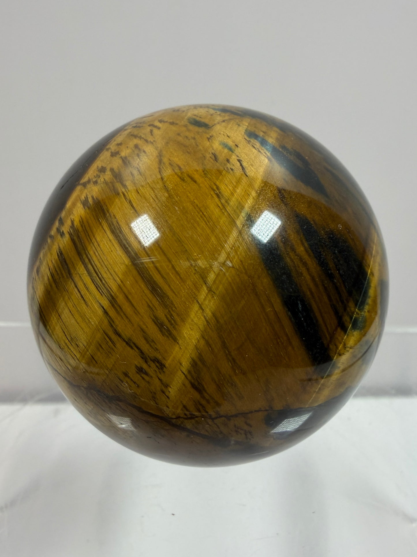 Blue Tigers Eye Sphere. Rare Blue And Gold Hawks Eye Crystal. Beautiful Colors And Flash