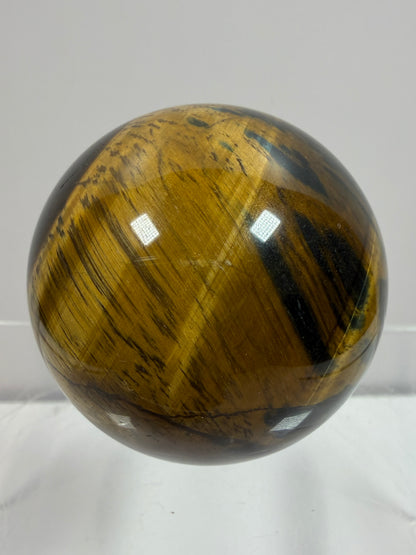 Blue Tigers Eye Sphere. Rare Blue And Gold Hawks Eye Crystal. Beautiful Colors And Flash