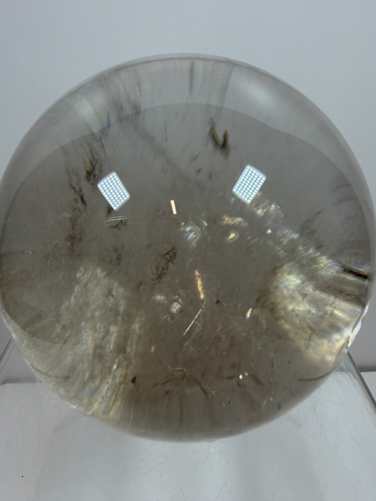 Rutile Quartz Sphere. 82mm. Stunning Large Display Sphere. Gorgeous Light Smoky Rutile Quartz