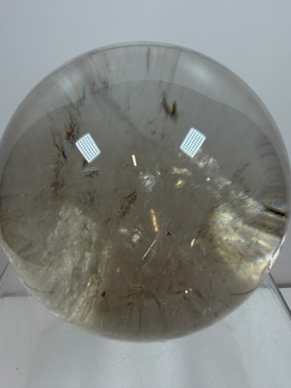 Rutile Quartz Sphere. 82mm. Stunning Large Display Sphere. Gorgeous Light Smoky Rutile Quartz
