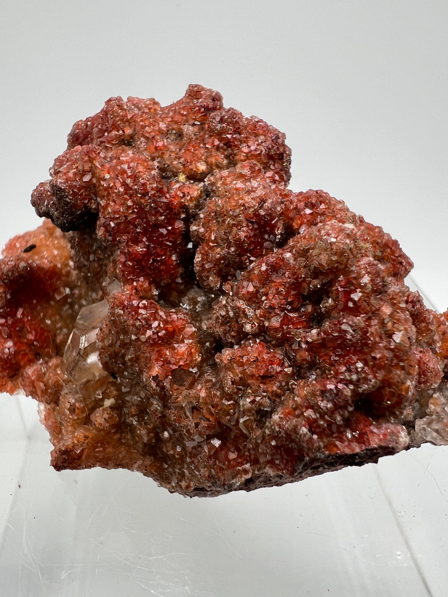 Red Diamond Calcite Specimen. Incredible Flash! Beautiful Calcite Cluster On Matrix. Very Cool Crystal Display Piece.